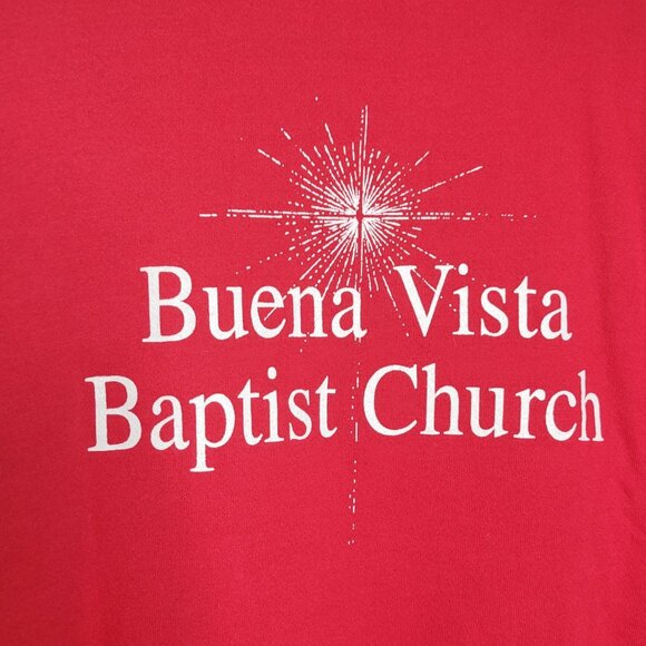 Vintage 1998 Lee XL Red "Sing Glory God Jesus Is Born" Baptist Church Sweatshirt - Picture 6 of 6